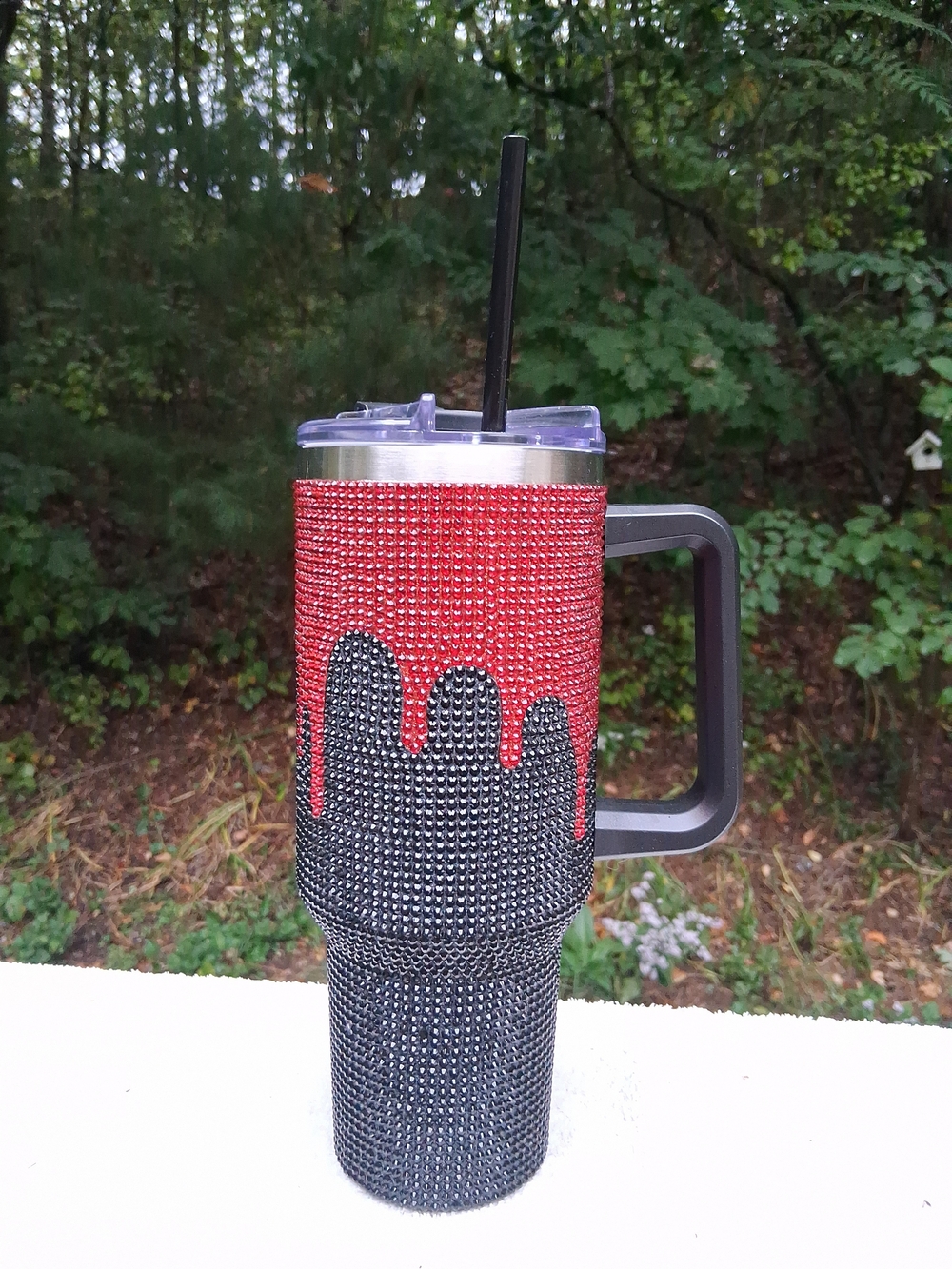 Spirit Halloween Bedazzled Stainless Steel Blood Drip Tumbler W/ Straw 40 oz NIB